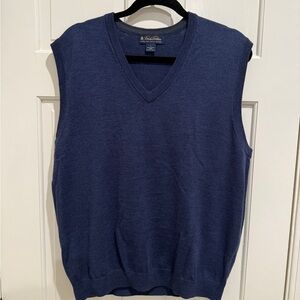 Brooks Brothers Men's Blue EXTRA FINE ITALIAN MERINO Sweater Vest, Size L